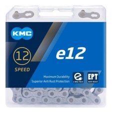 Řetěz KMC e12 E-bike, EPT povrch šedý v krabičce 130 čl.