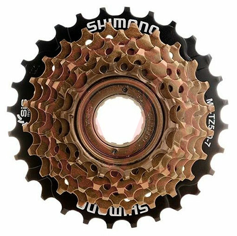 7-kolo SHIMANO MF-TZ500 14-28 zubů, hnědé/černé v krabičce
