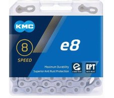 Řetěz KMC e8 E-bike EPT povrch, šedý, v krabičce 122 čl.