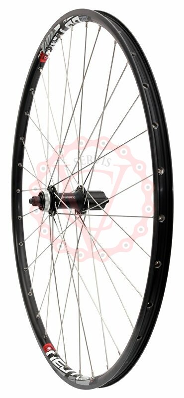 Zadní zapletené kolo 28/29" s nábojem SHIMANO FH-M505, uchycení kotouče Center Lock, pro 8–11 rychlostí.